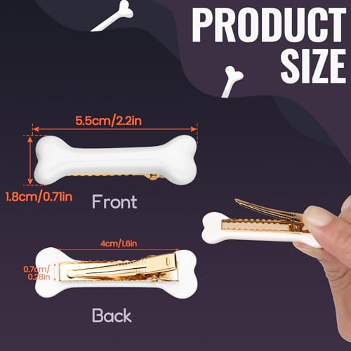 YGDZ 6PCS Bone Hair Clips Set - Cute Gothic Hair Accessories for Halloween & Cosplay