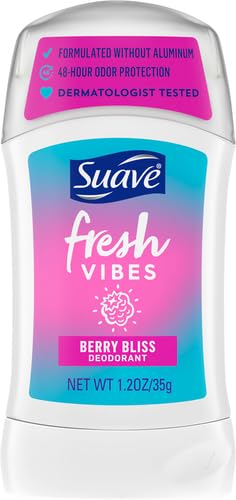 Suave Fresh Vibes Berry Bliss Deodorant Stick, Aluminum-Free, 48 Hour Protection 1.2 oz