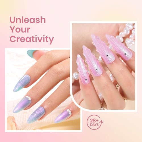 Beetles Pearl Gel Polish Set - 6 Mermaid Colors with Swirl Effect