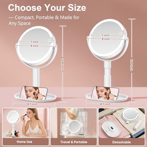 GONOBLE 7-Inch Rechargeable Lighted Makeup Mirror with 10X Magnification