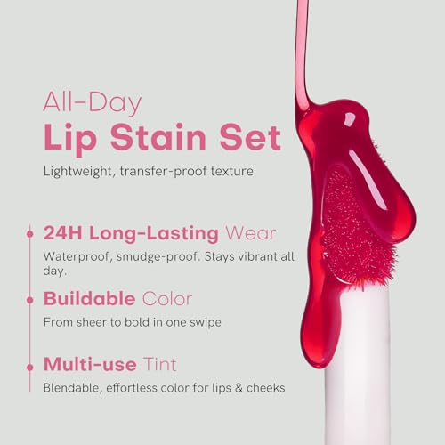 Bayfree Fruit Farm Lip Tint Stain Set 4 pcs - Lip & Cheek, Lightweight & Non-Sticky