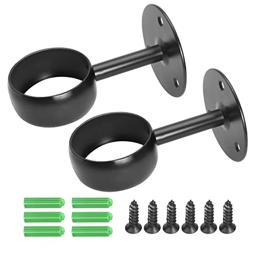Matte Black Ceiling Curtain Rod Bracket - 304 Steel, 2 Pack