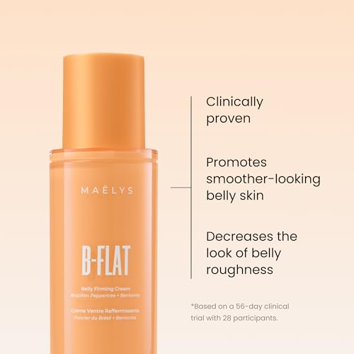 MA?LYS B-FLAT Belly Firming Cream for Women - Skin Tightening & Moisturizing Treatment with Shea Butter & Bentonite Clay - Smooths Look of Stretch Marks - Postpartum Body Care (2 Pack)