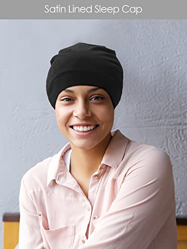 SATINIOR 3-Pack Satin Lined Sleep Cap - Breathable Night Bonnet for Hair Care