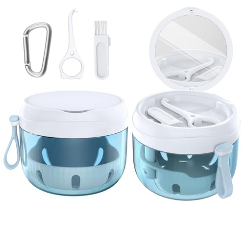 Netceem Denture Bath Box, Leak-Proof Portable Retainer Case - White