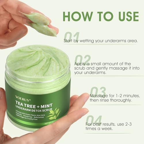 VOERUY Armpit Detox Scrub with Tea Tree & Mint for Odor Control & Exfoliation