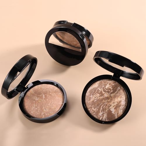 AKARY Baked Powder Foundation - Oil Control, Buildable Coverage, 03 Light Beige