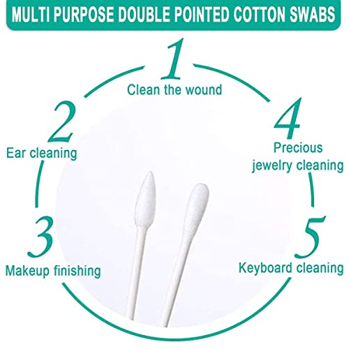 HQSLsund 500 Pack White Individually Wrapped Cotton Swabs Double-Pointed Tips