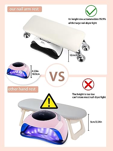 LIONVISON White Microfiber Leather Nail Arm Rest Cushion