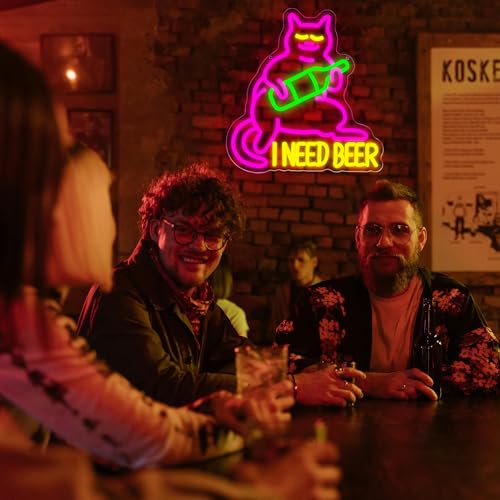 I Need Beer Neon Sign - Dimmable LED Wall Decor for Bars & Pubs