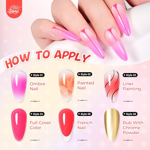 GELLAKTIK Red Nail Polish Gel - 16 Colors for Ombre & French Manicure