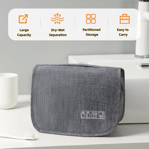 AURIGONSEL Hanging Toiletry Bag with Dry-Wet Separation, Travel Organizer