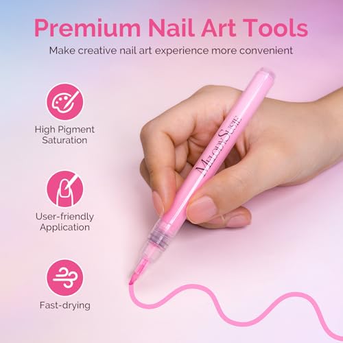 MelodySusie Nail Art Pens Set - 12 Colors, 0.7MM Precision for DIY Designs