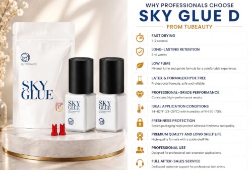 Sky Glue D Eyelash Extension Adhesive 5ml - Fast Drying, Long Retention, Latex-Free