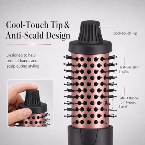 1.5-Inch Thermal Curling Brush for All Hair Types - Fast Heating, Anti-Scald