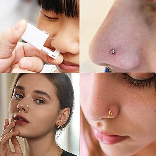 Nose Piercing Kit - 4 Pack Self-Piercing Gun with Hypoallergenic Studs