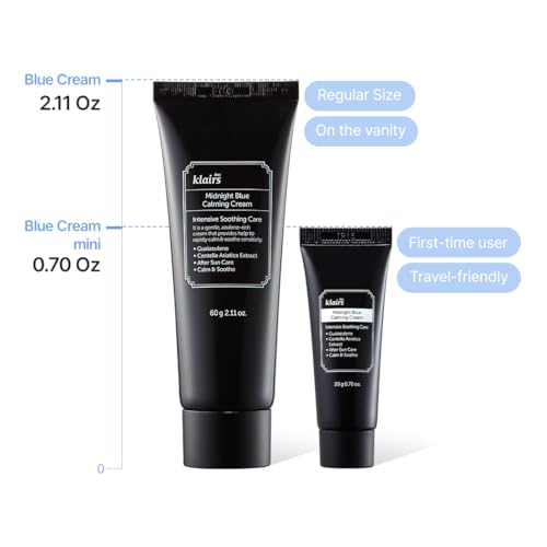 DearKlairs Midnight Blue Calming Cream - Mini Face Moisturizer, 0.7 oz