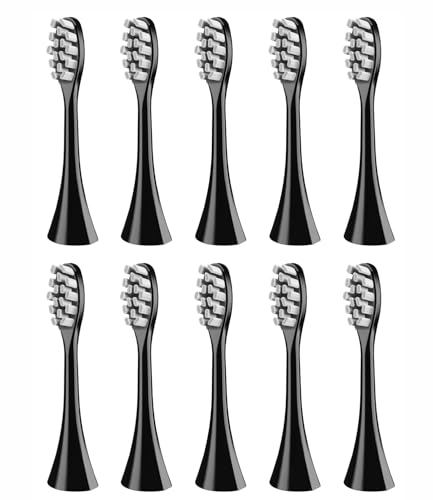 10-Pack Replacement Brush Heads for Suri Electric Toothbrush - Black