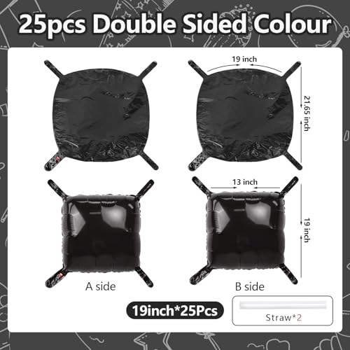 NISOCY 25PCS Black Square Foil Balloon Wall Backdrop Kit
