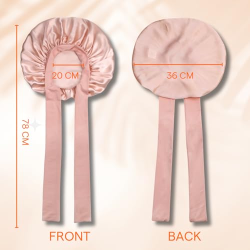 Full Shine Pink Adjustable Satin Hair Bonnet for Sleeping