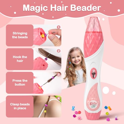 Pink Kidzkube Automatic Hair Braiding Machine Toy for Girls – Beads & Accessories Set