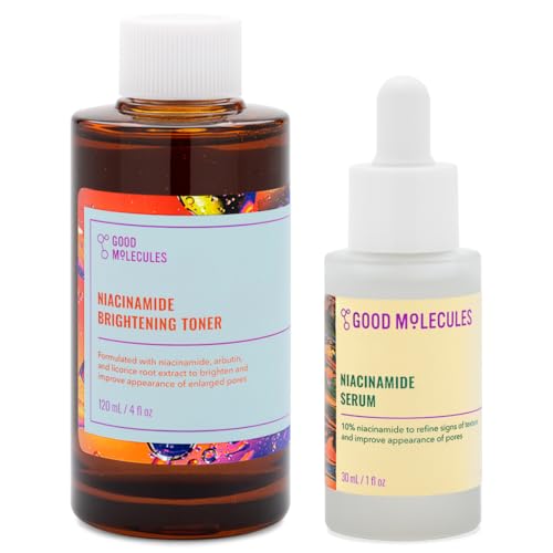 Good Molecules Niacinamide Duo Set – Brightening Toner & 10% Niacinamide Serum for Pores & Texture