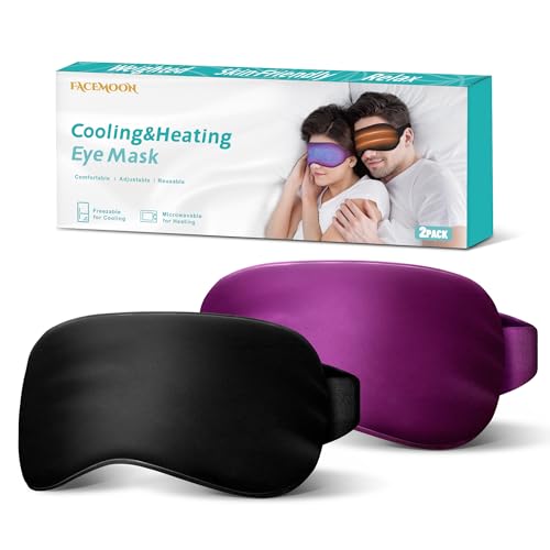 Facemoon Reusable Cold Eye Mask for Puffy Eyes Dark Circles Headache Relief Black Purple