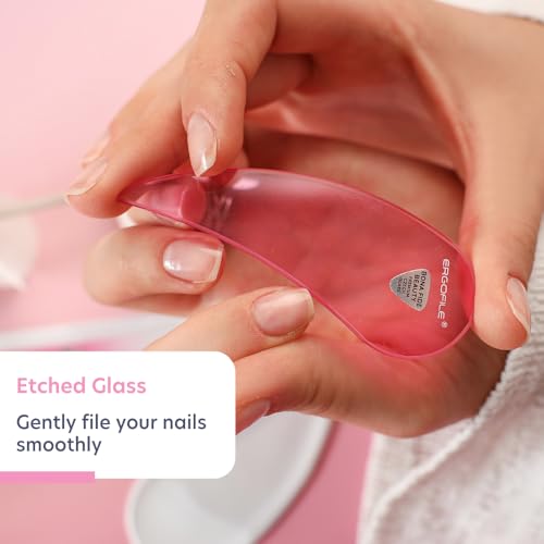Bona Fide Beauty Ergonomic Czech Glass Nail File Set - 2pc Pink Reusable
