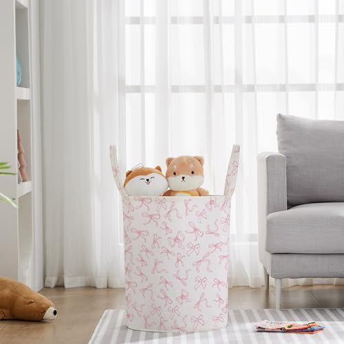 Large Baby Laundry Basket with Handles - Pink Nursery Hamper