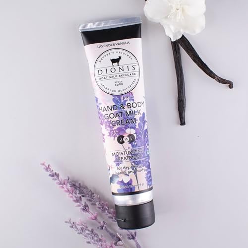 Dionis Goat Milk Hand & Body Cream Lavender Vanilla 3.3oz - Hydrating & Nourishing