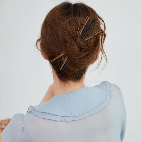 12 Pcs Vintage Bamboo Hair Sticks for Long Hair - Retro Chopsticks