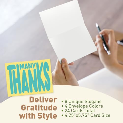 Sweetzer & Orange Set of 24 Cute Thank You Cards with Envelopes