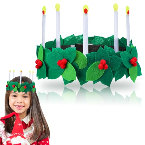 Christmas St. Lucia Felt Headband Crown with Colorful Candle Design
