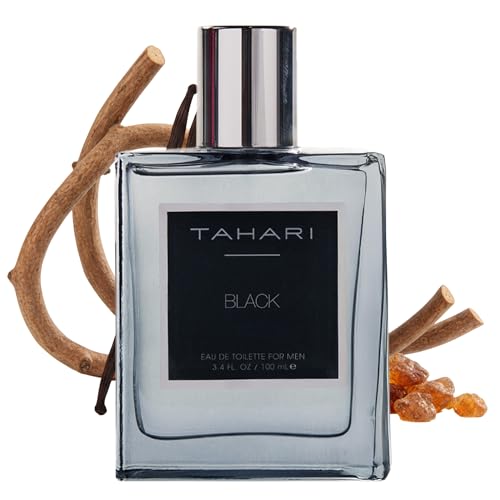 Tahari Black Eau de Toilette for Men - Rum Leather & Tobacco Scent, 3.4 Fl Oz