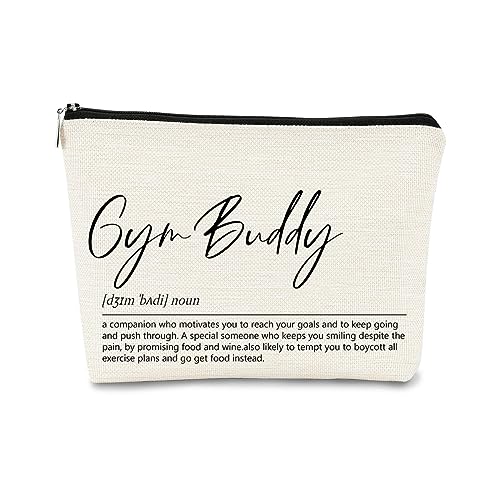Beige Gym Buddy Small Makeup Bag - Gift for Women, 7.5x10 inches