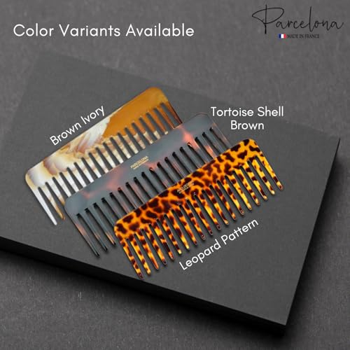 Parcelona French Detangling Wide-Tooth Comb - Leopard Pattern, 6.25"