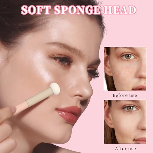 Braxan 10 Pcs Makeup Applicators Set - Soft Mushroom Face Sponges with Handles for Concealer, Eye Shadow & Blush