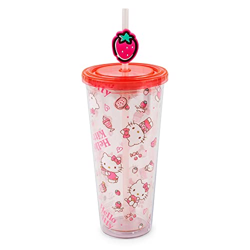 Hello Kitty Strawberry Travel Tumbler with Lid & Straw - 24oz