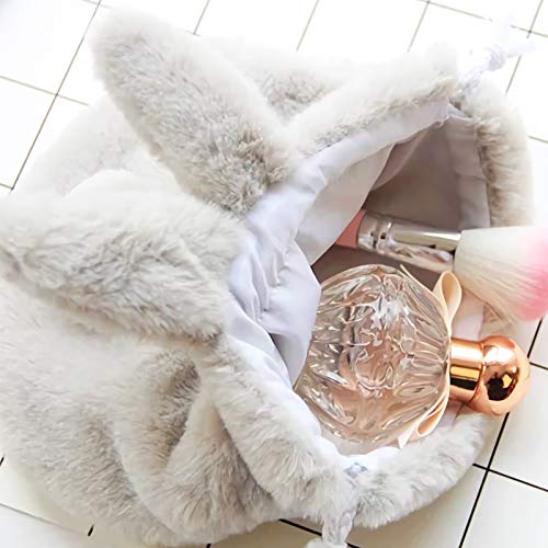 Lurrose Bunny Drawstring Makeup Bag - Fluffy Kawaii Pouch