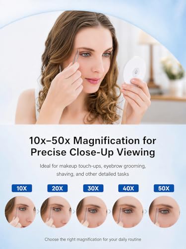 Macaki Magnetic Magnifying Mirror - 10x, 20x, 30x, 40x Options
