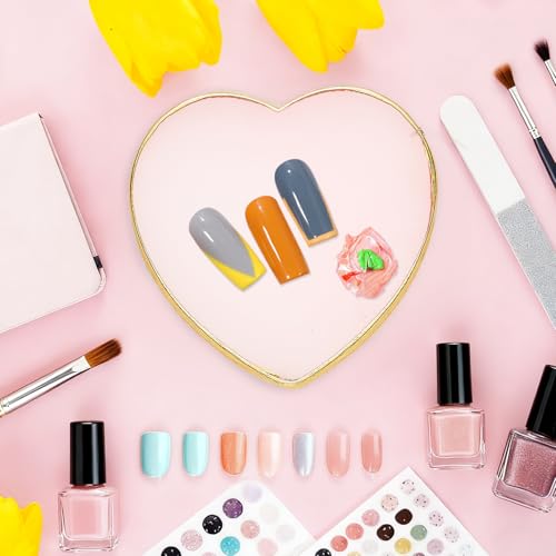 SUMAJU 2 Pack Heart Nail Art Palettes - Pink & White Resin
