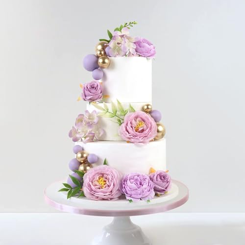 Ercadio 30-Pack Purple Artificial Flower Balls Cake Toppers