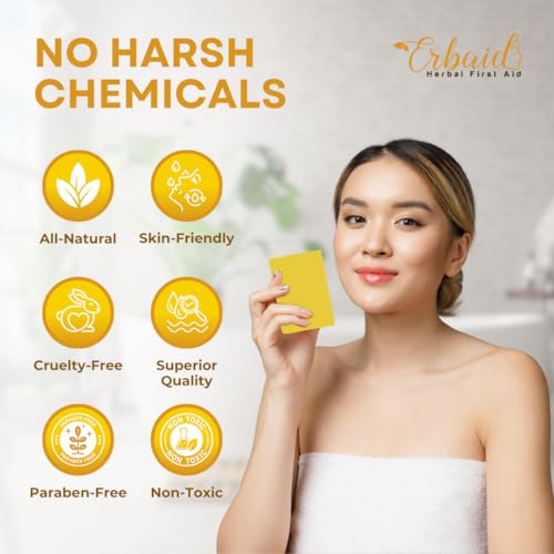 Erbaid Sulfur Soap Bar for Oily Skin - Natural Face & Body Cleanser, 5oz