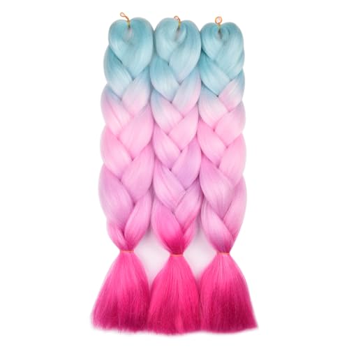BACANA 24 Inch Multi-Color Gradient Ombre Braiding Hair Extensions for Kids & Adults
