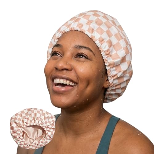 Luxury Waterproof Shower Cap - Satin-Lined, Adjustable, Reusable for Braids & Wigs