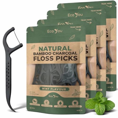 EcoYou Biodegradable Floss Picks - Mint Mint Flavor, 200 Count (4 Pack)