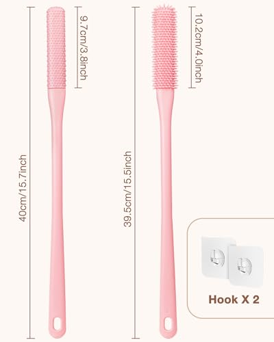 2 Sets Toe & Foot Cleaning Brushes with Long Handle & Silicone Soft Scrubber