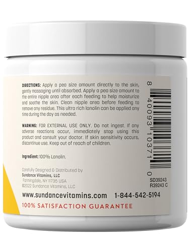 Sundance Lanolin Cream - Ultra Rich Pharmaceutical Grade Moisturizer, 7 oz