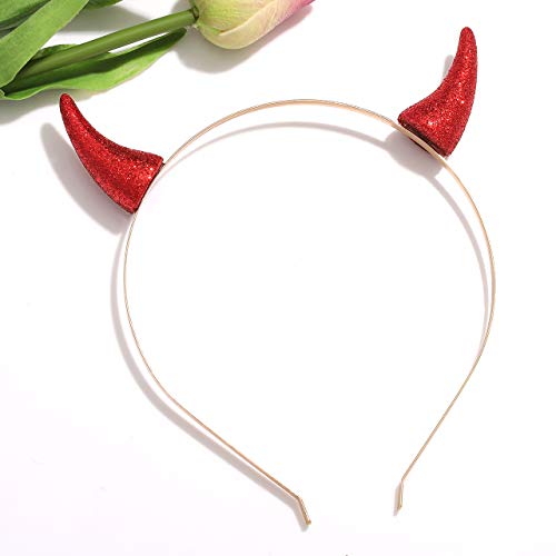 NVENF Glitter 3D Devil Horns Headband for Halloween Costume Party Accessory