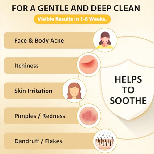 Bee & Flower Sulfur Liquid Soap - Acne & Itch Relief Body Wash & Shampoo